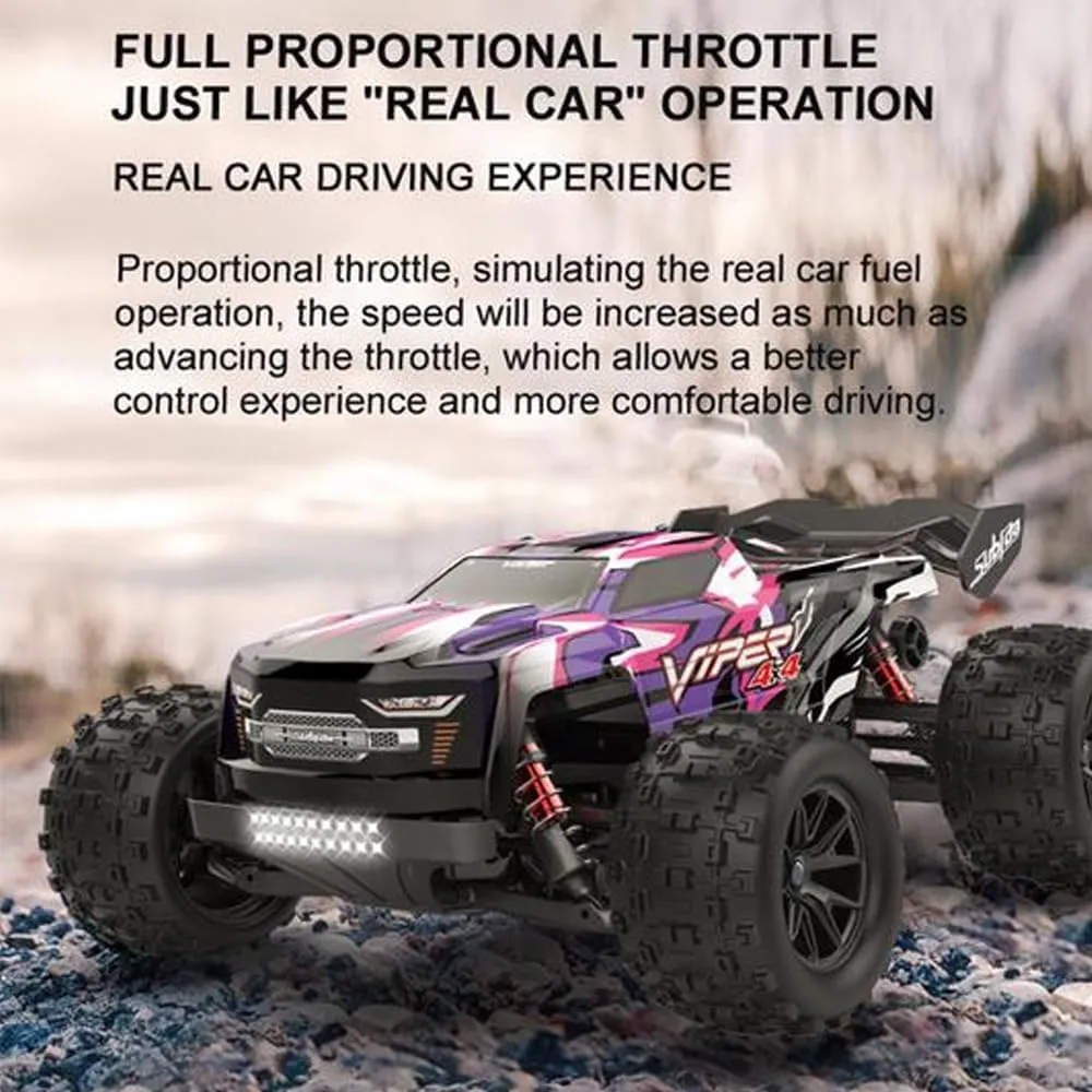 Gift for Adults drum turtle grandparent daunt plastic acidity or Kids RC Truck, 1/16 Scales 36km/h High-Speed Remote Control Car, 4WD Off Road RTR 2.4GHz Remote Control Rock Crawler Car with 390 Brush Motor Lights 