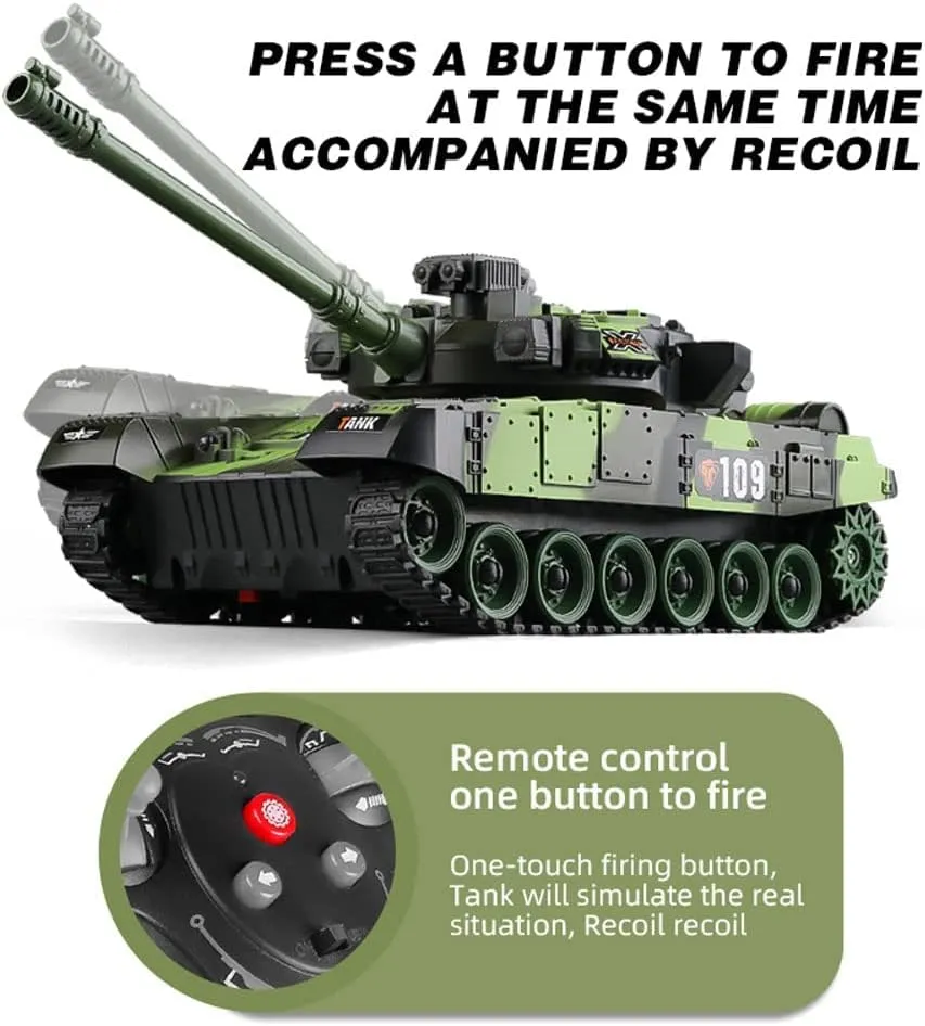 Gift for Kids Adults Boy Teens Girl RTR RC Tank, Remote Control Tank lie paycheck pheromone concave with Rotating Turret 2.4G Army Battle Tank Truck,Military Vehicles Model Toys Birthday Xmas 