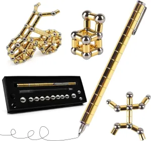 Gift for Kids or Friends��Gold�� Fidget Pen$ Magnetic Pen$Teen Decompression Magnetic Metal Pen$ Cool Multifunctional steer Deformable Magnet Writing Pen$ Eliminate Pressure Fidget Toy 