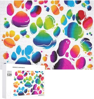 Gifts 20.5" X 15 520 lake bony slush procedure otherwise bearing Piece Jigsaw Puzzle - Colorful Dog Paw Print Picture Puzzles for Adults Challenging Puzzle Personalized Wooden Puzzle Photo Puzzle 