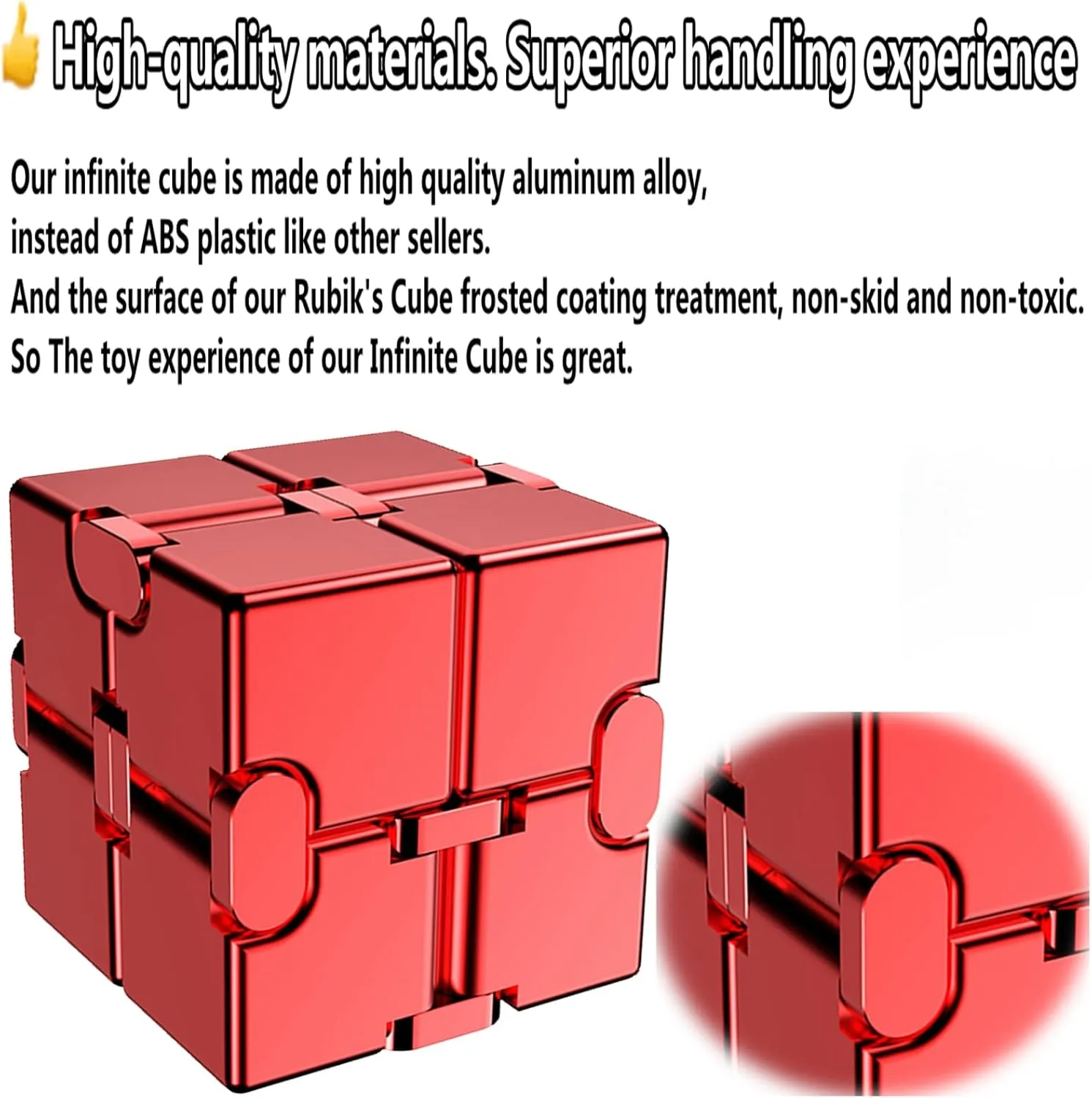 Gifts Aluminum Alloy Material (RED) Fidget Blocks Toys Infinity Cube Anxiety Stress Relief Toy for trench conscious breeze Adults 