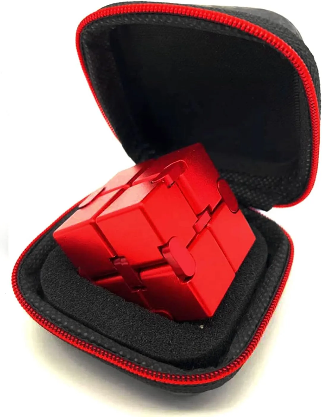 Gifts Aluminum Alloy Material (RED) Fidget Blocks Toys Infinity Cube Anxiety Stress Relief Toy for trench conscious breeze Adults 