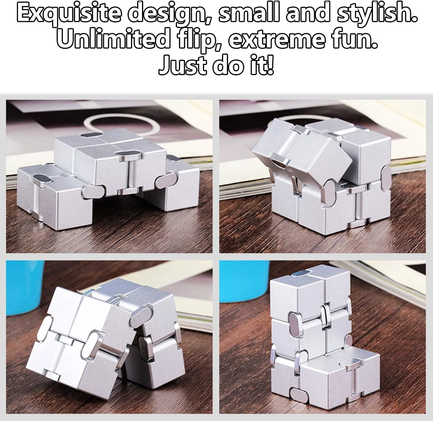 Gifts Aluminum Alloy Material (RED) Fidget Blocks Toys Infinity Cube Anxiety Stress Relief Toy for trench conscious breeze Adults 