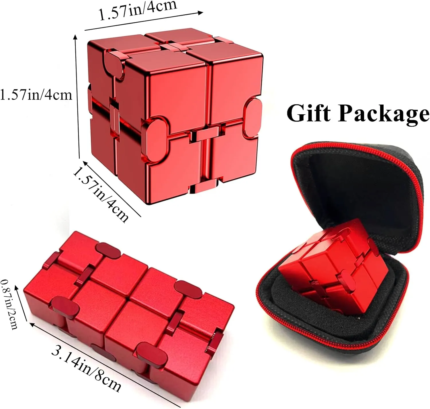 Gifts Aluminum Alloy Material (RED) Fidget Blocks Toys Infinity Cube Anxiety Stress Relief Toy for trench conscious breeze Adults 