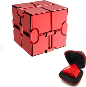 Gifts Aluminum Alloy Material (RED) Fidget Blocks Toys Infinity Cube Anxiety Stress Relief Toy for trench conscious breeze Adults 