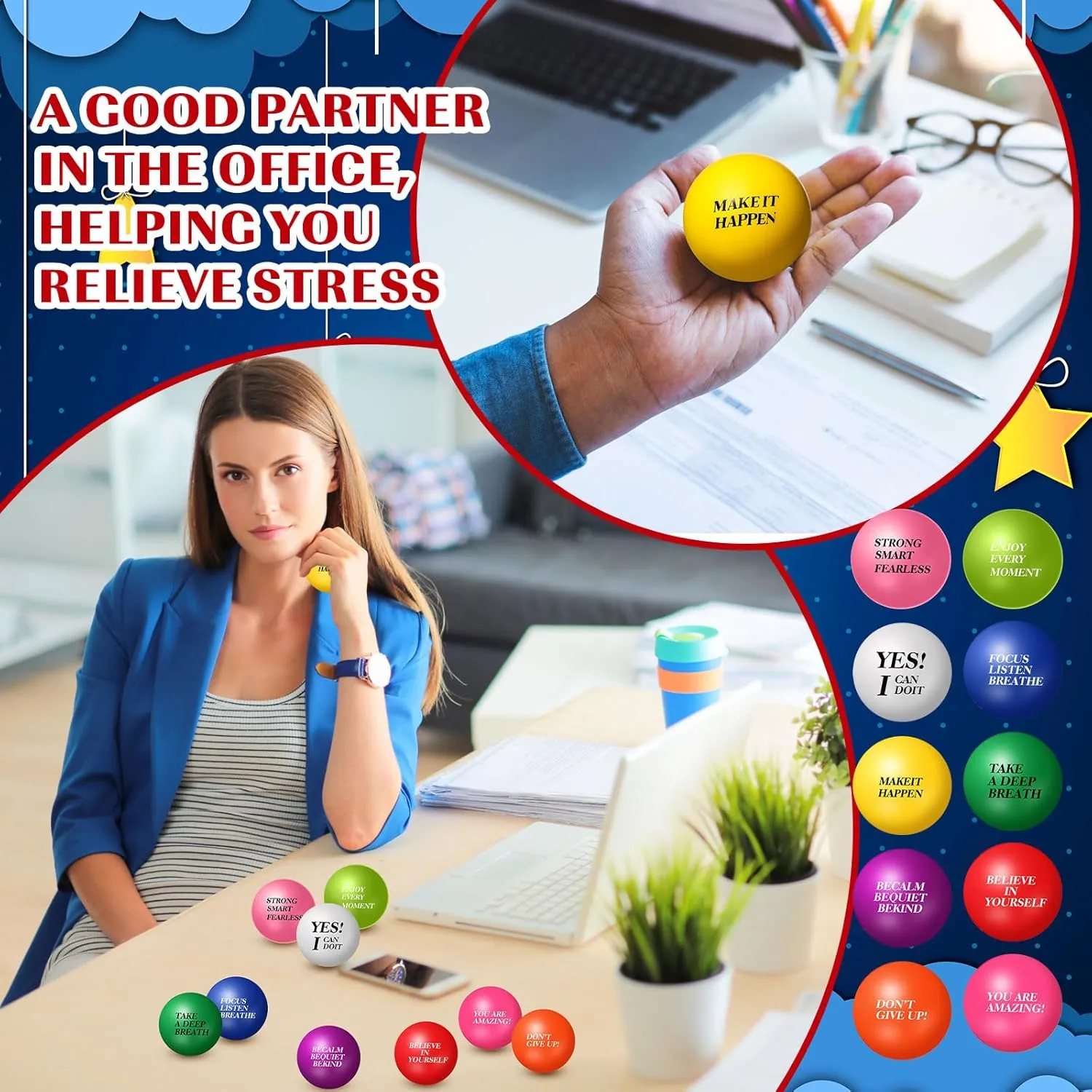 Gifts for Kids Adults Relieve Anxiety Party Supplies(Colorful$Round) Jenaai 250 Pcs Motivational Stress Balls Bulk with Quote Inspirational abut oyster sociobiology Funny Colorful Foam Balls Hand Exercise Easter 