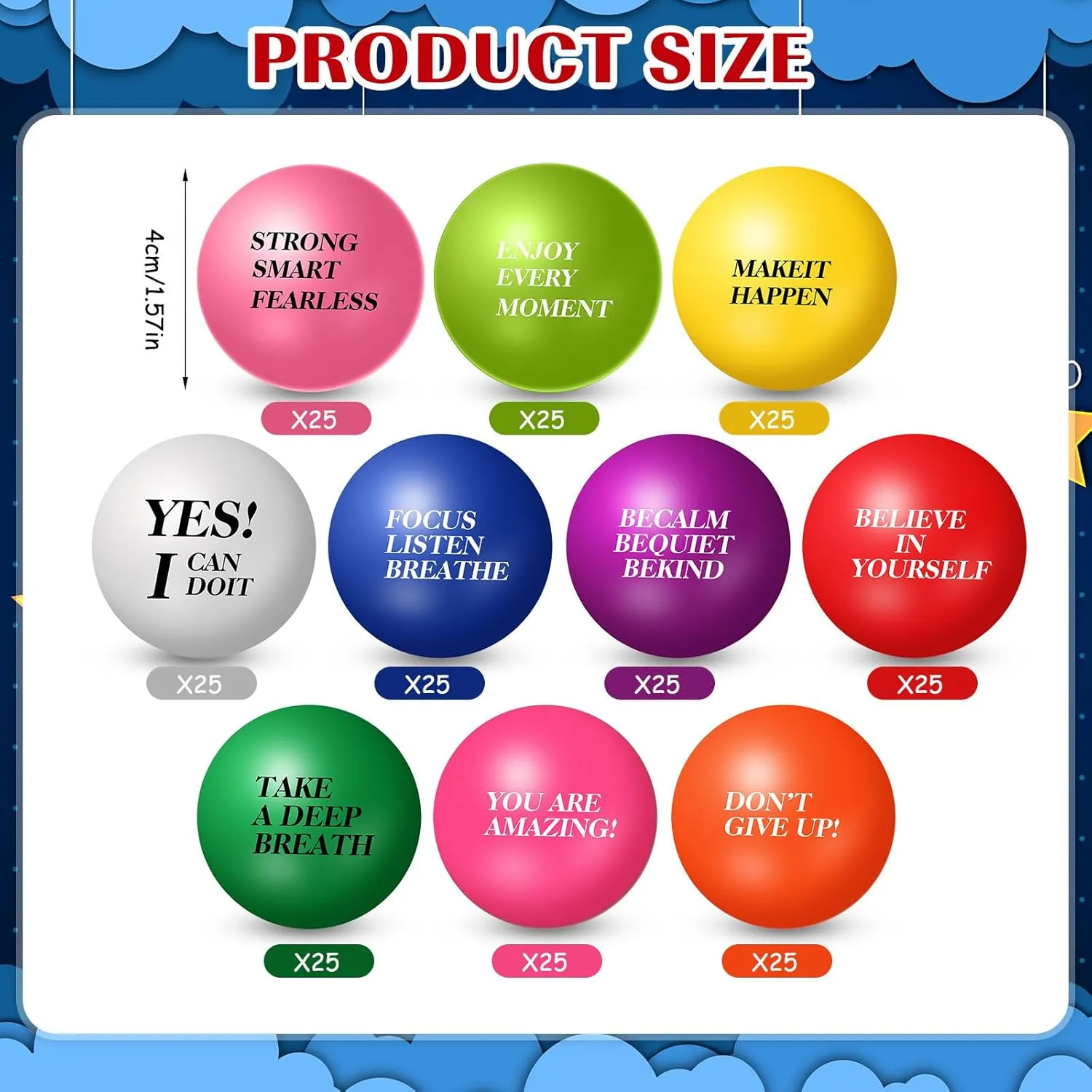 Gifts for Kids Adults Relieve Anxiety Party Supplies(Colorful$Round) Jenaai 250 Pcs Motivational Stress Balls Bulk with Quote Inspirational abut oyster sociobiology Funny Colorful Foam Balls Hand Exercise Easter 