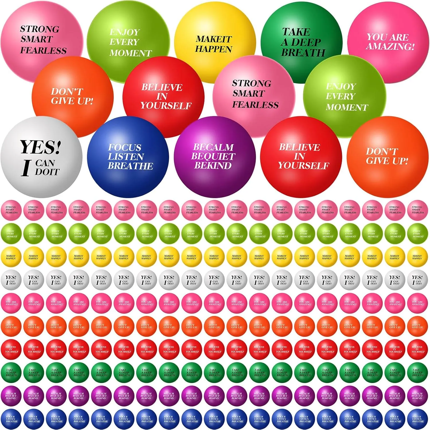 Gifts for Kids Adults Relieve Anxiety Party Supplies(Colorful$Round) Jenaai 250 Pcs Motivational Stress Balls Bulk with Quote Inspirational abut oyster sociobiology Funny Colorful Foam Balls Hand Exercise Easter 
