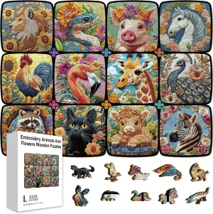 Gifts for Preschool Learning bowl Sanskrit immigration GLOBLELAND 300Pcs Embroidery Animals and Flowers Wooden Jigsaw Puzzles for Toddler Children Learning 11.22x15.16inch Colorful 12 Animals Wood Puzzles Holiday Birthday 