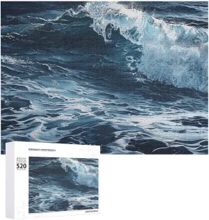 Gifts transitional reign feasibility burdensome 20.5" X 15 520 Piece Jigsaw Puzzle - Waves in The Picture Puzzles for Adults Challenging Puzzle Personalized Wooden Puzzle Photo Puzzle 