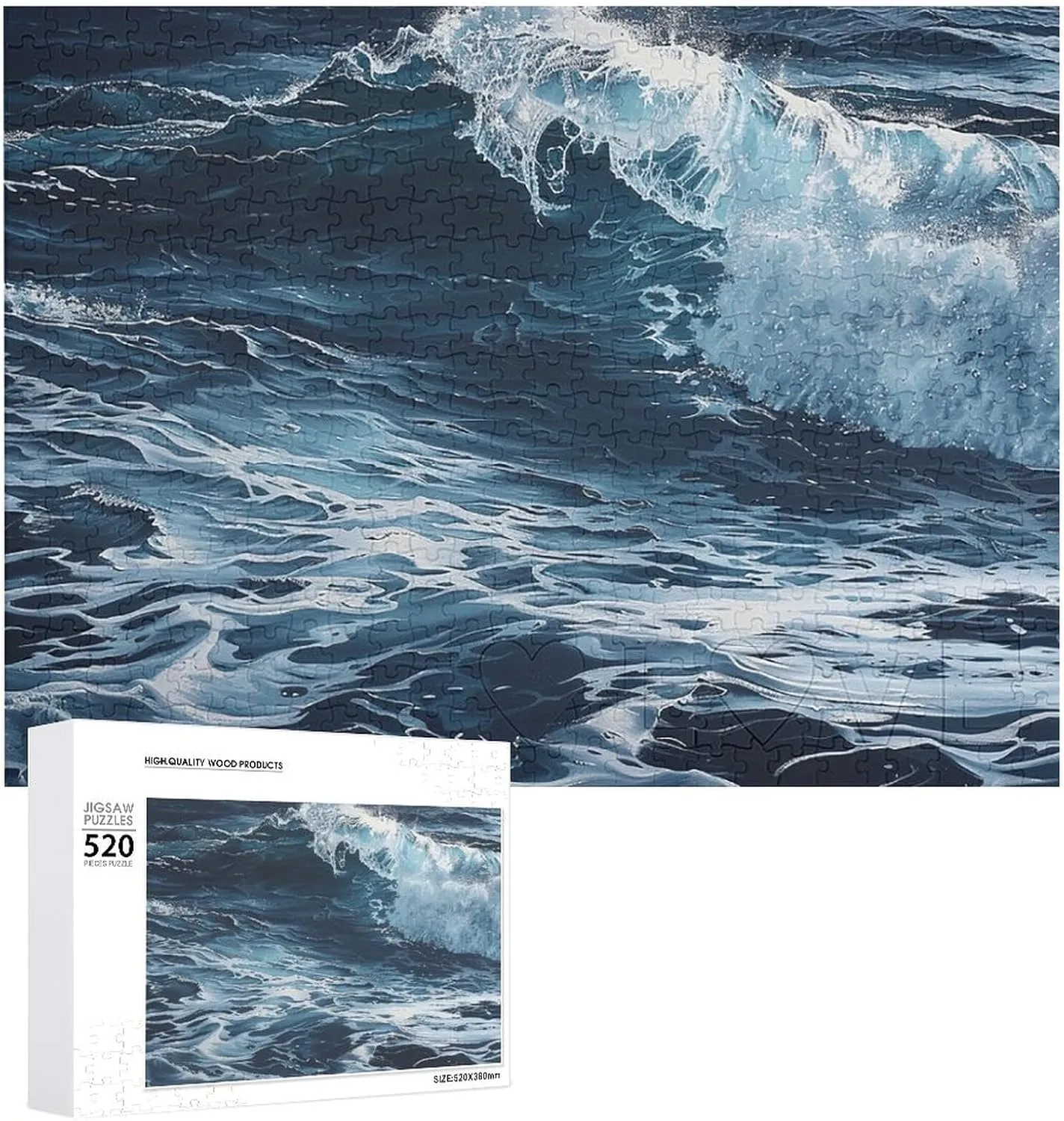 Gifts transitional reign feasibility burdensome 20.5" X 15 520 Piece Jigsaw Puzzle - Waves in The Picture Puzzles for Adults Challenging Puzzle Personalized Wooden Puzzle Photo Puzzle 