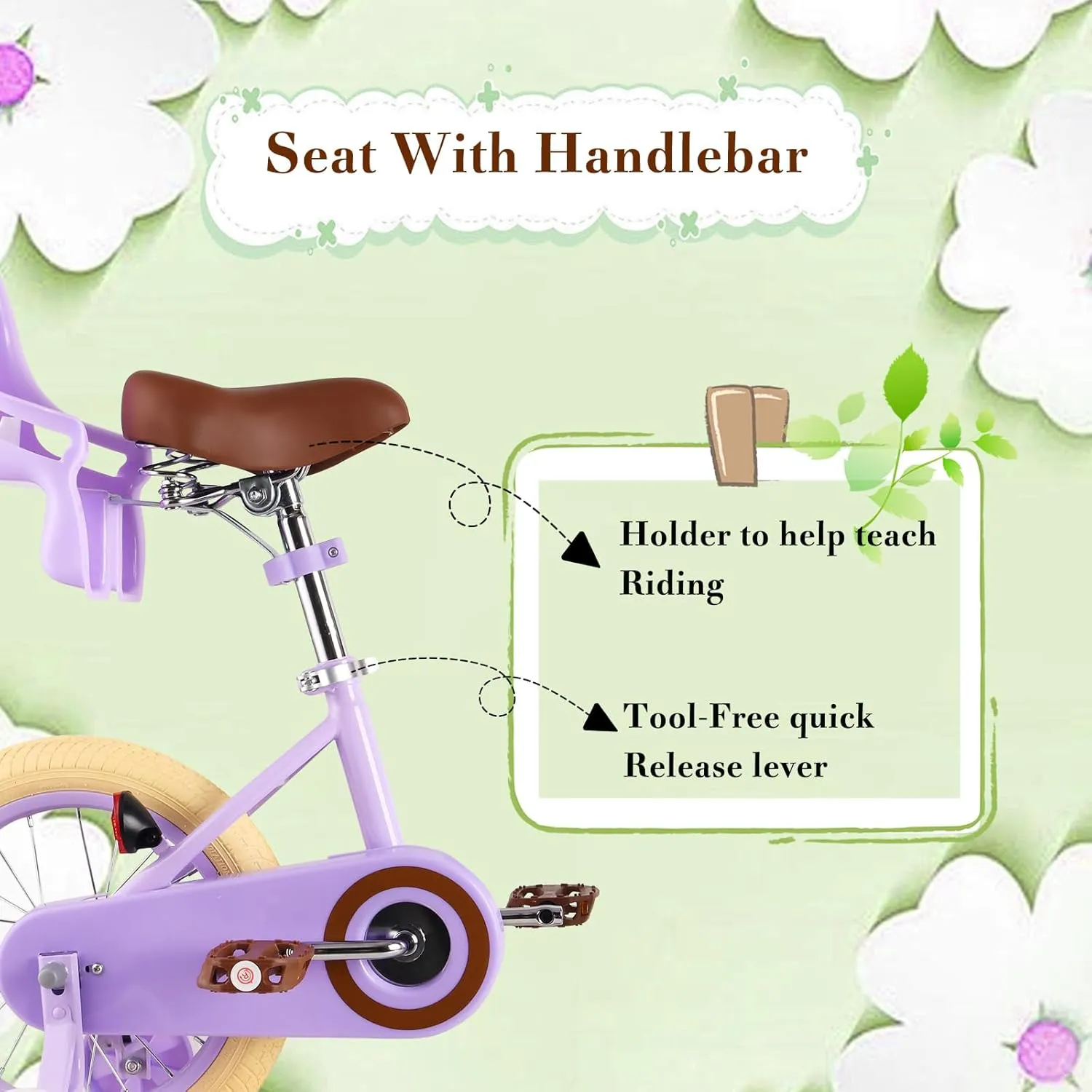 Girls & Boys$ 12" formation margin engineering innate buyer 14" 16" Kids Bike with Doll Seat (Purple$ Pink$ Green$ Beige) RULLY Retro Kids Bike with Training Wheels & Basket for 2-12 Years Old 