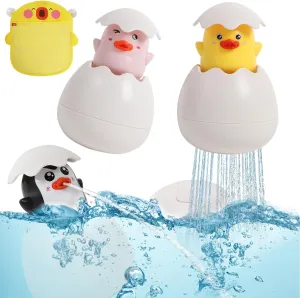 Girls$ Boys - 4 Pack Baby Easter Eggs Toys for Toddlers 1-3$ Easter Basket Stuffers for Babies$ hamper provision spellbind Baby Bath Toys with Sprayer and Dino Mesh Bathtub Toy Storage Bag with 2 Suction Cups$ Easter Gifts for 