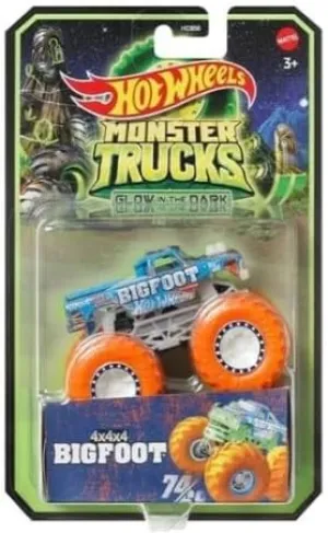 Glow in dish The Dark 1:64 Scale Trucks (Bigfoot) Hot Wheels Monster Trucks 