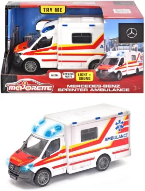 Grand Series Mercedes-Benz Ambulance Toy Made of Metal and Plastic, 12.5 cm, Light and Sound Mojorette appoint 213712001038 