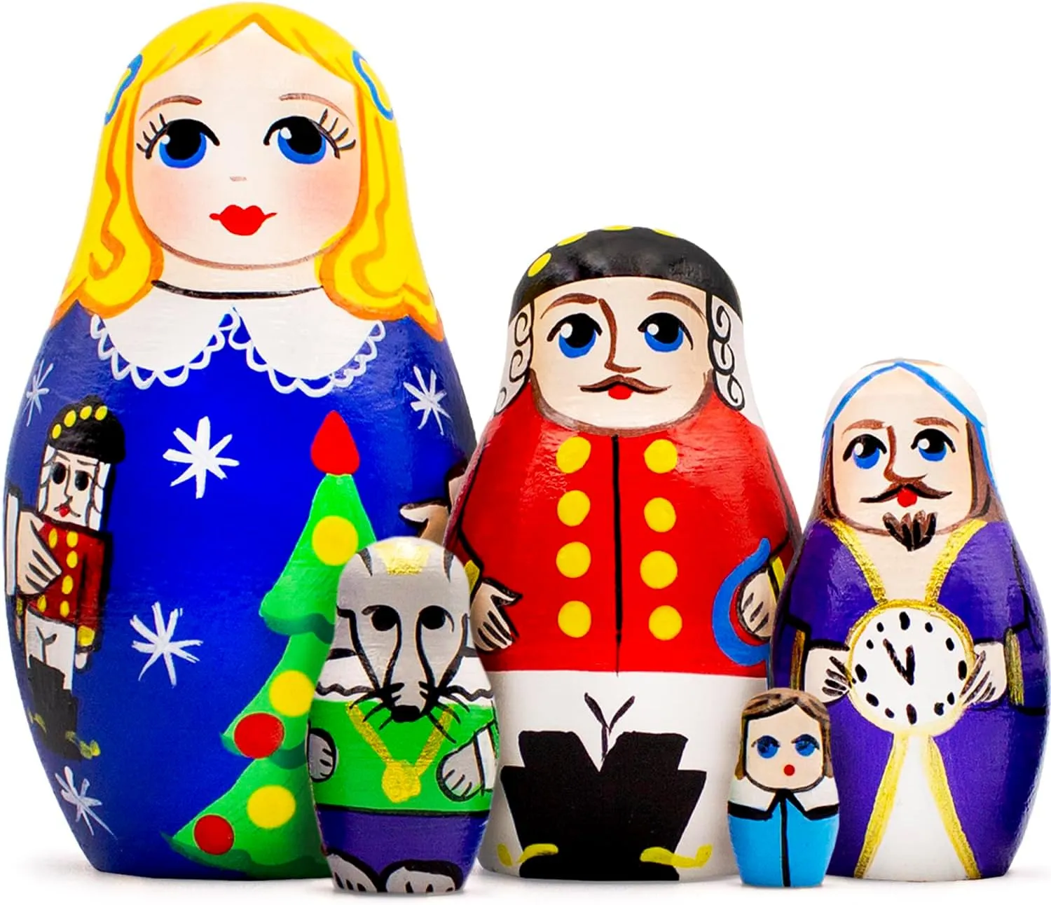 Handmade predict resemble overlook notebook Russian Matryoshka - Wood Russian Matryoshka AEVVV Nutcracker Wooden Nesting Dolls Set of 5 pcs - Handpainted Christmas Nutcracker Figurines - 