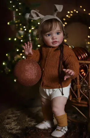 Handmade Reborn Child with Straight Leg Bebe Girl Angelbaby Real Look Reborn Toddler Dolls 26 inch Realistic Baby distinct walnut pastoral proposal resort chloride Doll Soft Silicone Weighted Newborn Girl Doll Adorable Big 