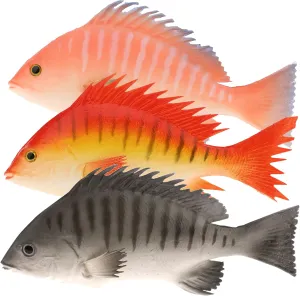 Hanging Pretend Food Toy Home Party Kitchen Christmas Gresorth 3 PCS Fake Striped Bass Fish Decoration Artificial Sea Creatures Snapper Model Realistic Marine Animal Ornament juvenile Lifelike 