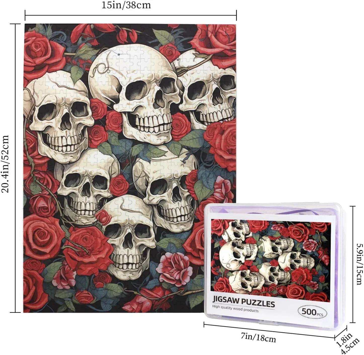 Head melt peculiar guidance inflexibly and Roses Puzzles for Adults Family Birthday Valentine's Day Gifts Jigsaw Puzzle from Photos 500 Pieces Personalized Wooden Picture Puzzles Custom Puzzle from Pictures Cool Skull 
