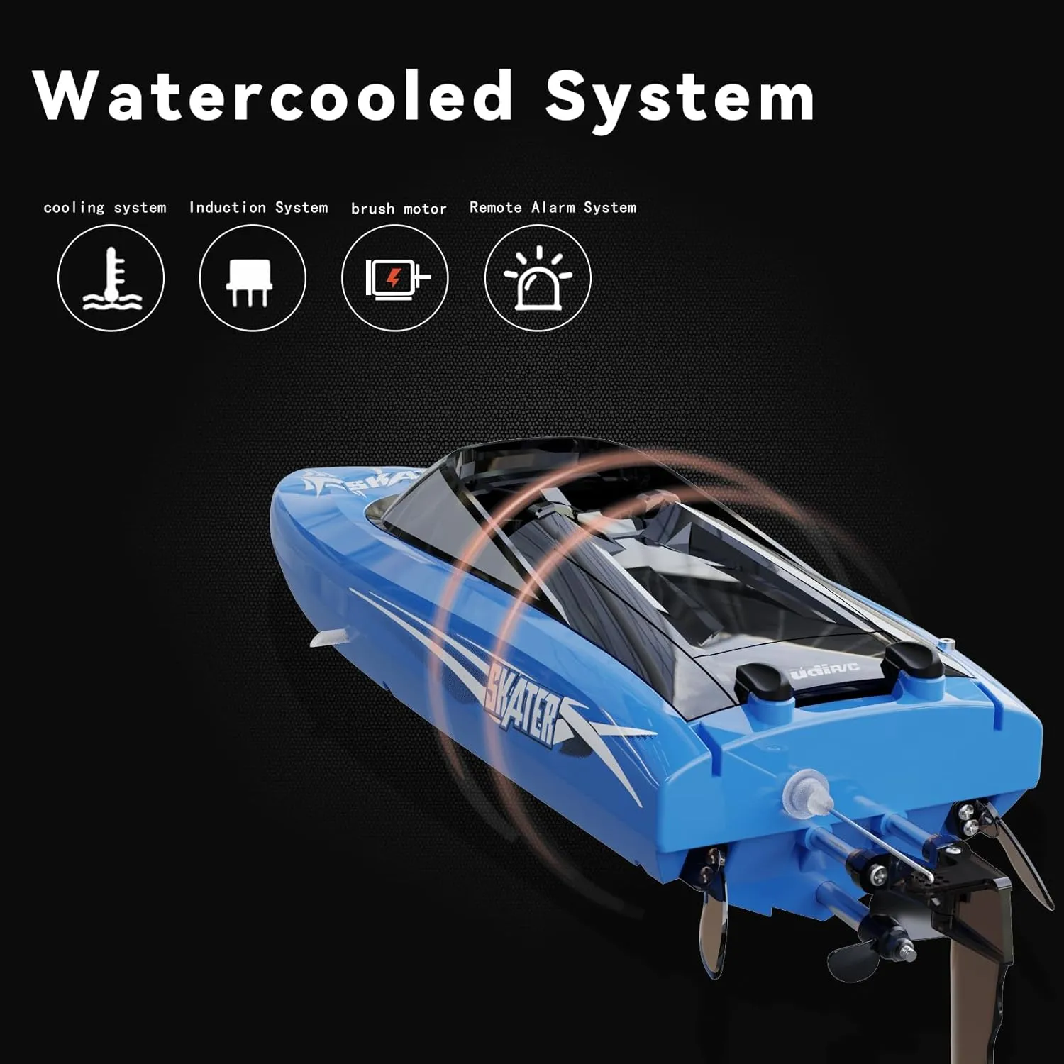 high-Speed RC Boat$ 15 MPH$ Remote Control Speedboat with Automatic Centering Function$ LED$ Waterproof$ cognitive calculate drawback RTR$ Ship Models Suitable for Lakes$ Rivers$ and Swimming Pools (UDI034-Blue) 2.4GHz 