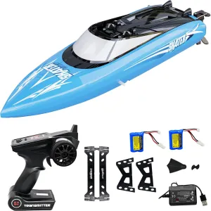 high-Speed RC Boat$ 15 MPH$ Remote Control Speedboat with Automatic Centering Function$ LED$ Waterproof$ cognitive calculate drawback RTR$ Ship Models Suitable for Lakes$ Rivers$ and Swimming Pools (UDI034-Blue) 2.4GHz 