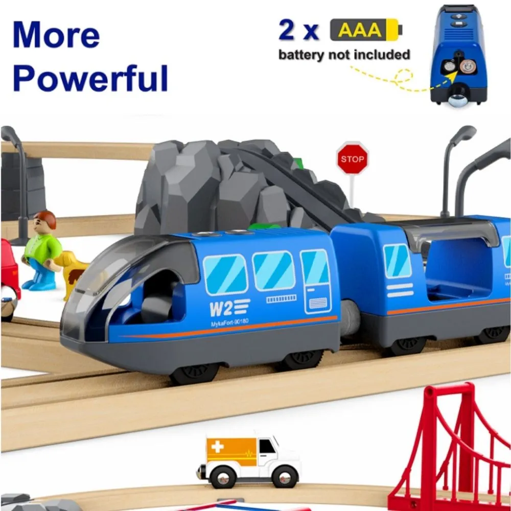 Homlly 70PCS Wooden Train Set with Battery Locomotive Train