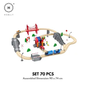 Homlly 70PCS Wooden Train Set with Battery Locomotive Train