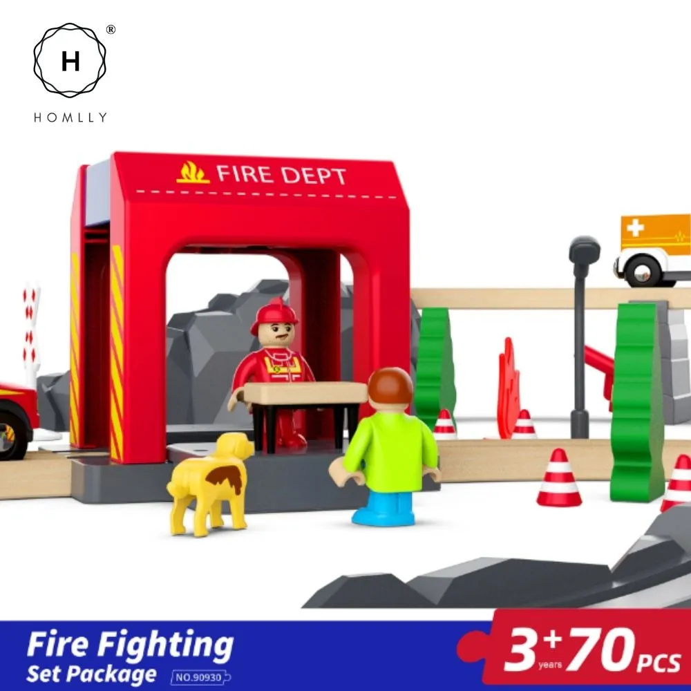 Homlly 70PCS Wooden Train Set with Battery Locomotive Train