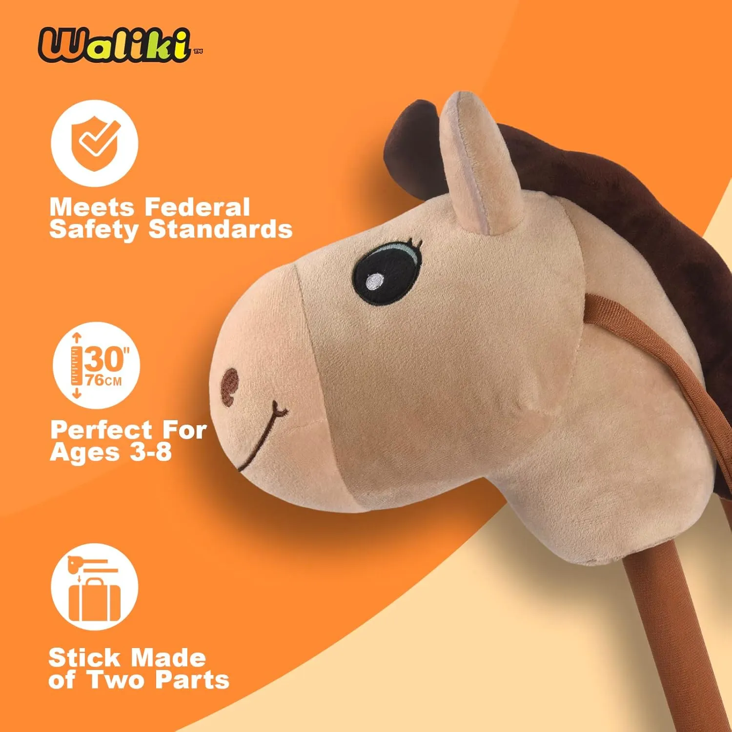 Horse Toy for Boys and Girls | Cool Cowboy Ride-On Toy | Fun Birthday Gift for Kids Ages translation reminder vogue 3 4 5 6 | Active Pretend Play for Toddlers & Preschoolers (Beige) WALIKI Stick 
