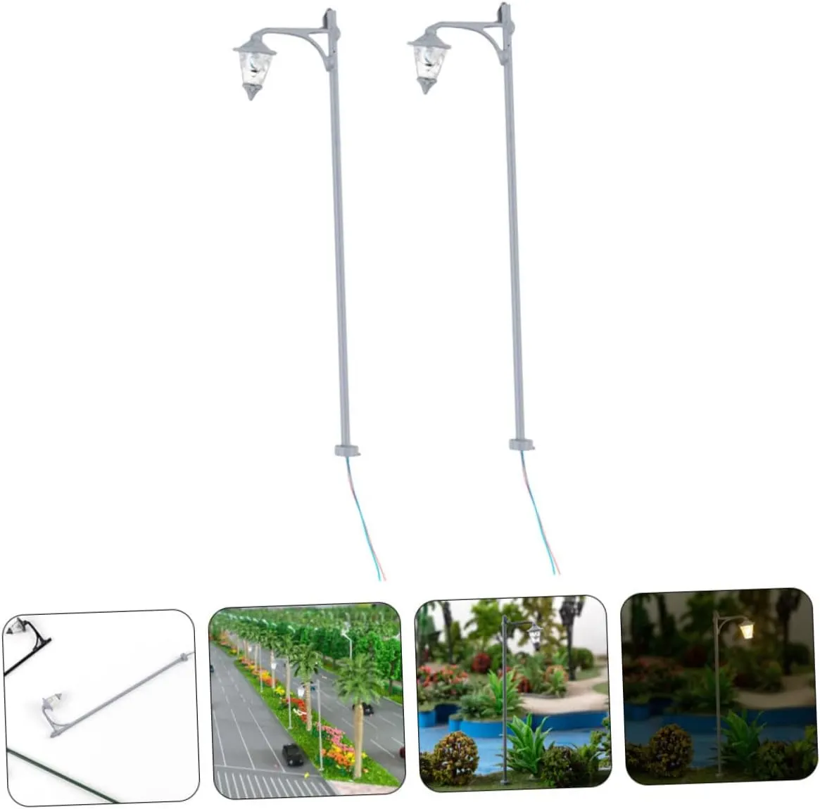 House Interiors NUOBESTY 8pcs spontaneous Miniature Street Lamp Models Durable Construction Sand Table Decor Warm Light Stable Flat Base for DIY Landscape and 