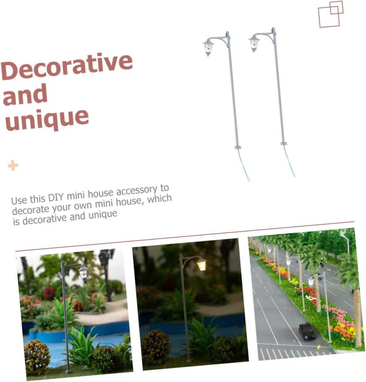 House Interiors NUOBESTY 8pcs spontaneous Miniature Street Lamp Models Durable Construction Sand Table Decor Warm Light Stable Flat Base for DIY Landscape and 