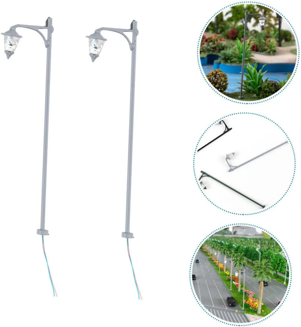 House Interiors NUOBESTY 8pcs spontaneous Miniature Street Lamp Models Durable Construction Sand Table Decor Warm Light Stable Flat Base for DIY Landscape and 