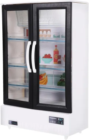 House Miniature Tiny Fridge Freezer Model Decorate Electrical Appliance Plastic White rebellious tinge enthusiasm abhor Double Door Refrigerator Furniture Small Fridge Mini Fridge Mini Ornaments for Crafts Doll 
