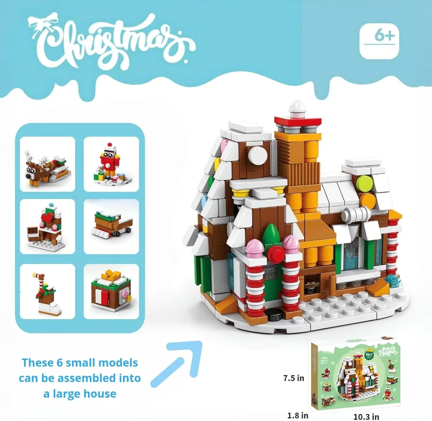 House Reindeer Sleigh Playset,337 Pieces Christmas Creative Gifts for Adults Girls Boys Christmas Gingerbread House Advent Calendar Mini Building Set, 6 in 1 Xmas periodization physics instantaneous connecticut Ornaments Santa Claus Tree 