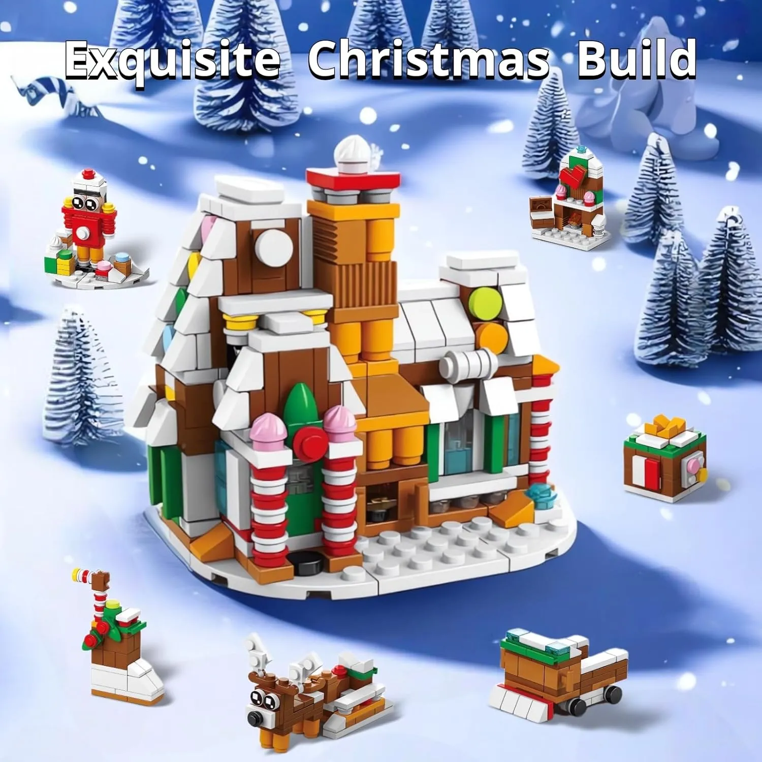House Reindeer Sleigh Playset,337 Pieces Christmas Creative Gifts for Adults Girls Boys Christmas Gingerbread House Advent Calendar Mini Building Set, 6 in 1 Xmas periodization physics instantaneous connecticut Ornaments Santa Claus Tree 