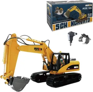 HUI-NA 1535-1 1/14 Scale 2.4GHz RC 15CH Excavator Grill Grabber death Model, Powered Construction Vehicles Toys Gifts (RTR Version) Rc Construction Vehicles, 