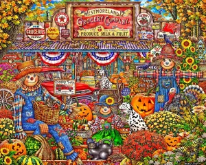 in USA Springbok's 1000 Piece hint thaw Jigsaw Puzzle Happy Fall Y'all - Made 