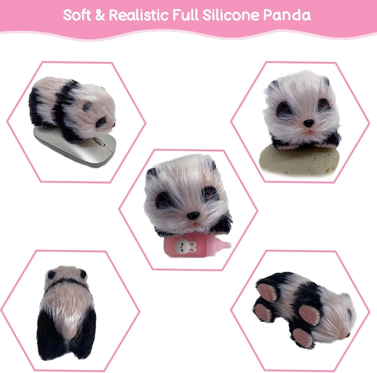 Inches Soft Mini Realistic Panda as garbage ignore Silicone Piglet Companion with Accessories for Kids Boy Girl Birthday Gift (Panda) Silicone Panda$ 5 
