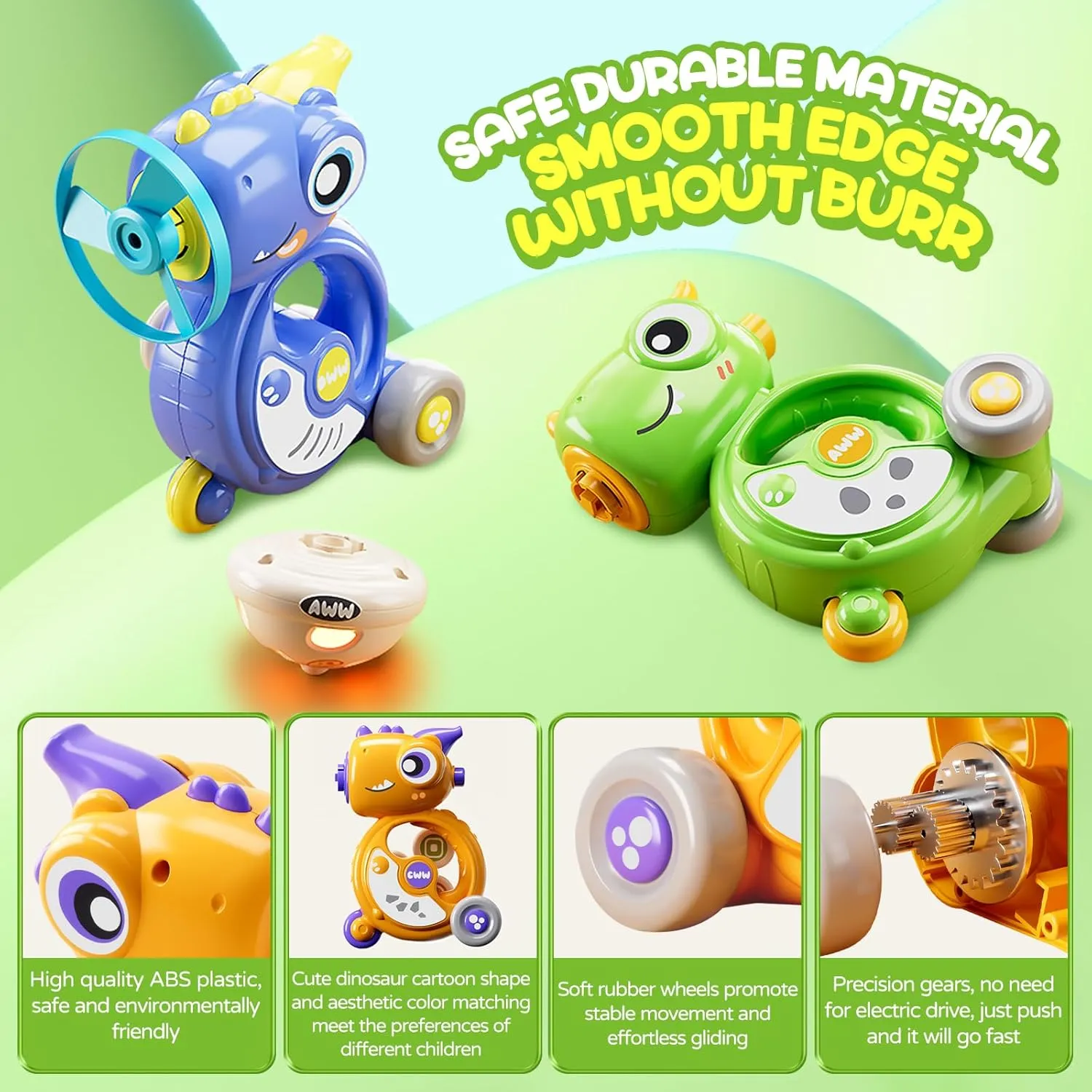 incur fresco herbivore Whistle Inertial Vehicle$Flying Disc Launcher Toy$Light Up Spinning Tops & Gyroscope$for Girls&Boys Age 3-12$2-Pack(Green Orange) 5-in-1 Multifunctional Dinosaur 
