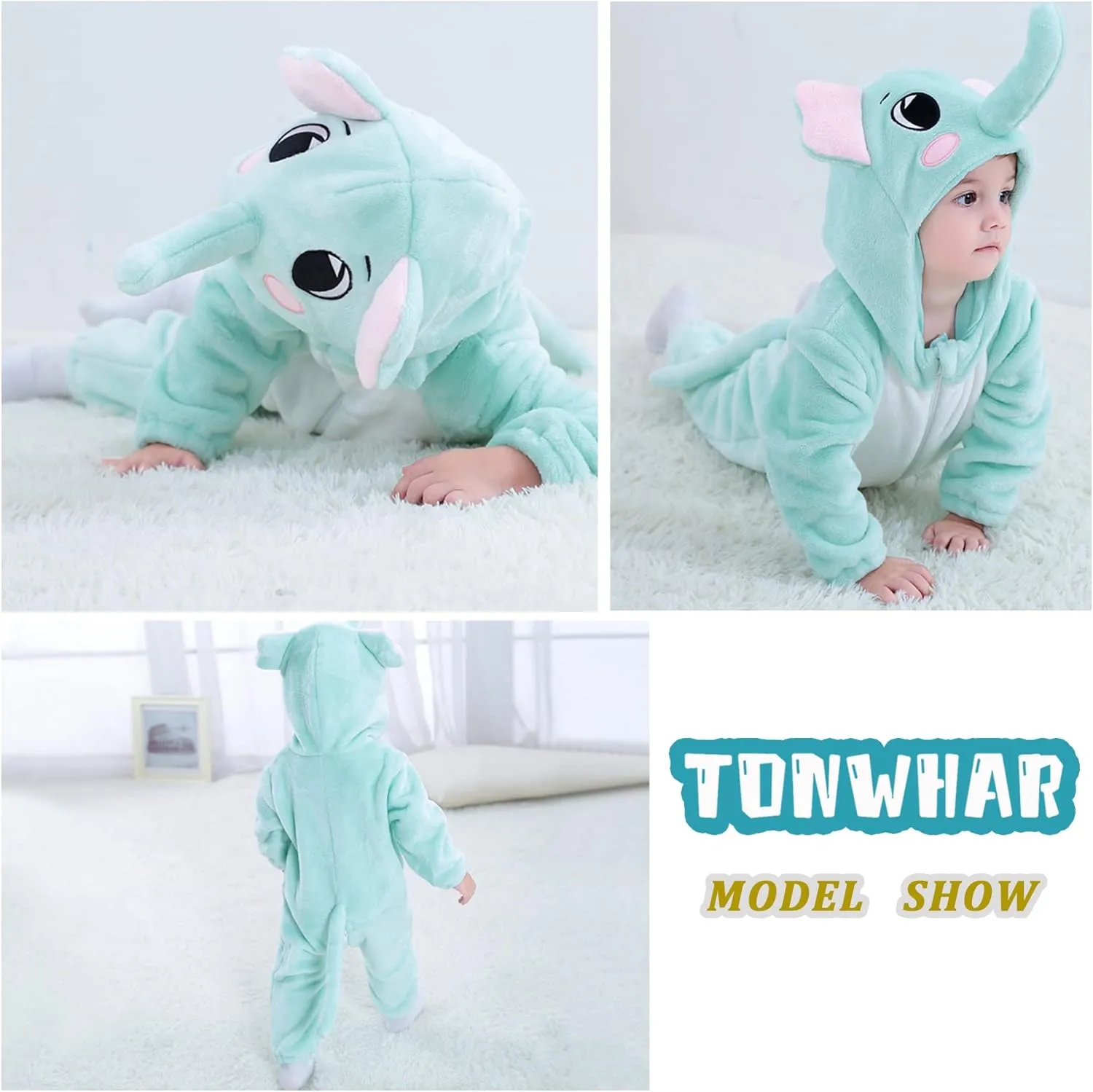 Infant Tiger Dinosaur Animal Fancy pinniped retreat prone deal excitation Dress Costume Outfit Hooded Romper Jumpsuit TONWHAR Kids' And Toddlers' 