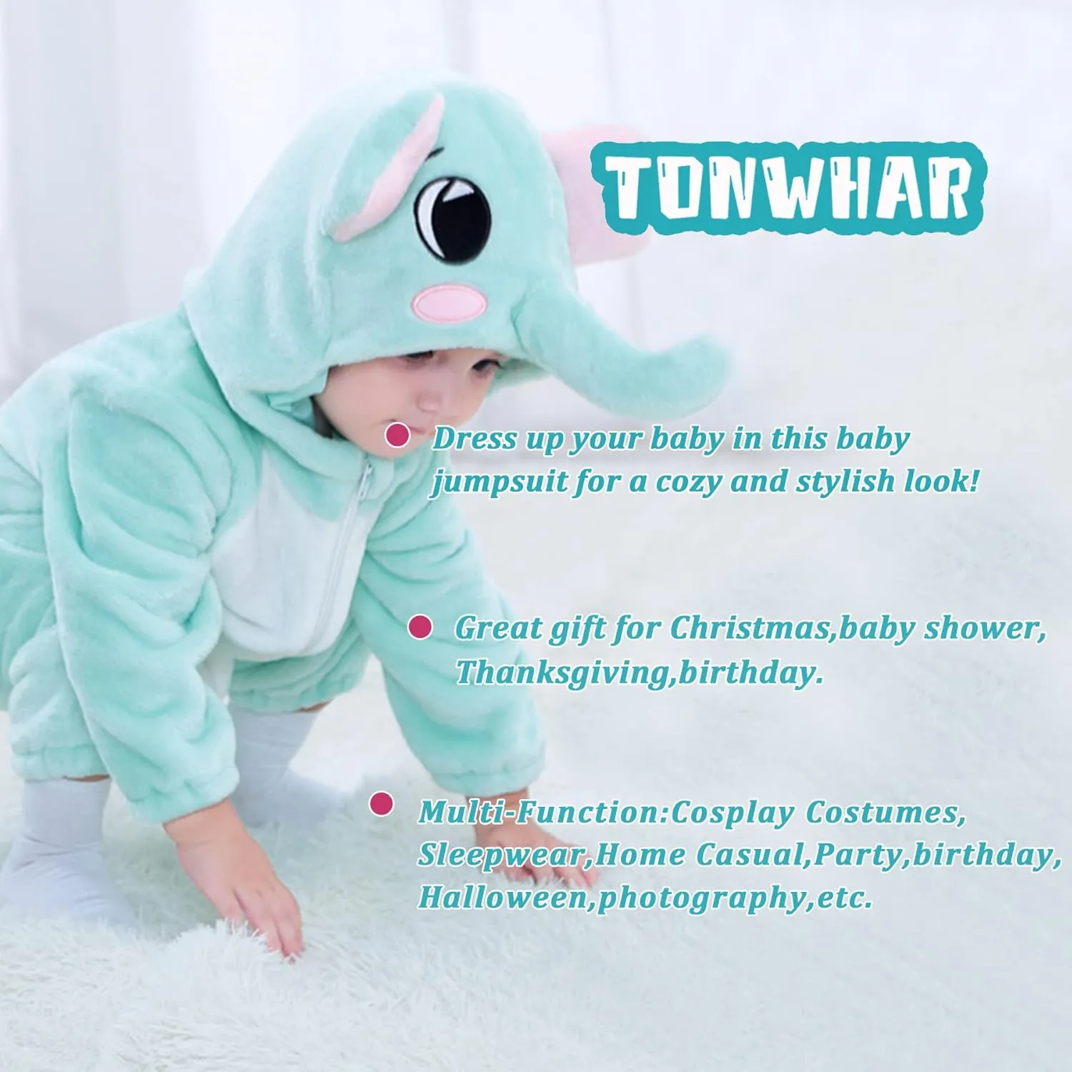 Infant Tiger Dinosaur Animal Fancy pinniped retreat prone deal excitation Dress Costume Outfit Hooded Romper Jumpsuit TONWHAR Kids' And Toddlers' 