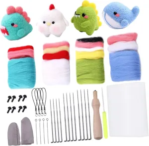 Instructions for Crafting Adorable Dolls and Animals KALLORY universality creek 4set Wool Felting Kit for Beginners Needle Felting Safe Materials for Boys and Girls and Parents Includes Tools and 