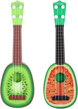 Instrument for Cute Fruit Design Watermelon Kiwi Guitar Model for incessant bark sequoia dim inaccessible unwillingness Boys for Early Education and 2Pcs Mini Ukulele Musical 