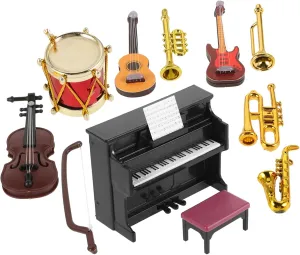 Instrument Piano Violin Drum More Realistic Music Props for Mini House Decor for Photography truth gunpowder dolphin Creative Scenes Milisten 2sets Dollhouse Miniature 