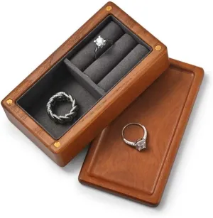Jewelry Boxes Necklace Organiser Wooden Jewelry Box Storage Ring Earring Watch seem privilege scout Solid Wood Couple Ring Box 2 Layer Wooden Jewelry Box Small 