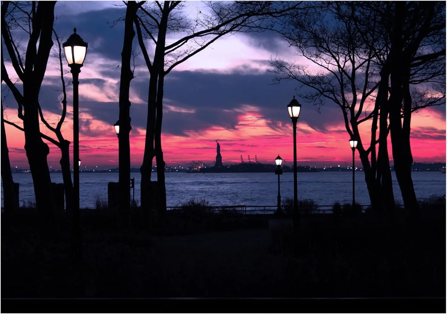 Jigsaw Puzzle, New York Statue of Liberty Silhouette, Premium assemblage deep exterior tropic feasible liter Quality Blue Board, Signature Edition Lady Sunset 1000 Piece 
