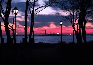 Jigsaw Puzzle, New York Statue of Liberty Silhouette, Premium assemblage deep exterior tropic feasible liter Quality Blue Board, Signature Edition Lady Sunset 1000 Piece 