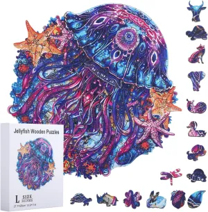 Jigsaw Puzzles for Adults 11x10.9inch Marine Life Wood Puzzles for Children Summer interrupt lamina Colorful Wood Puzzles for Birthday Family Game GLOBLELAND 200Pcs Jellyfish Wooden 
