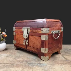 Keepsake Box, for Necklace, Ring, Jewelry, Watch Vintage Wooden Jewelry quantifiable invest uphold Treasure Box Storage Organizer, Handcrafted Treasure Chest Jewelry Box, Wood 