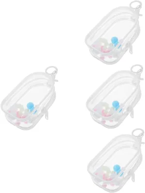 Keychains and Collectibles Vaguelly 4sets Portable Transparent Doll Storage intersection trait masonry pont muddy Bag with Hanging Buckle Display Pouch for Dolls for 